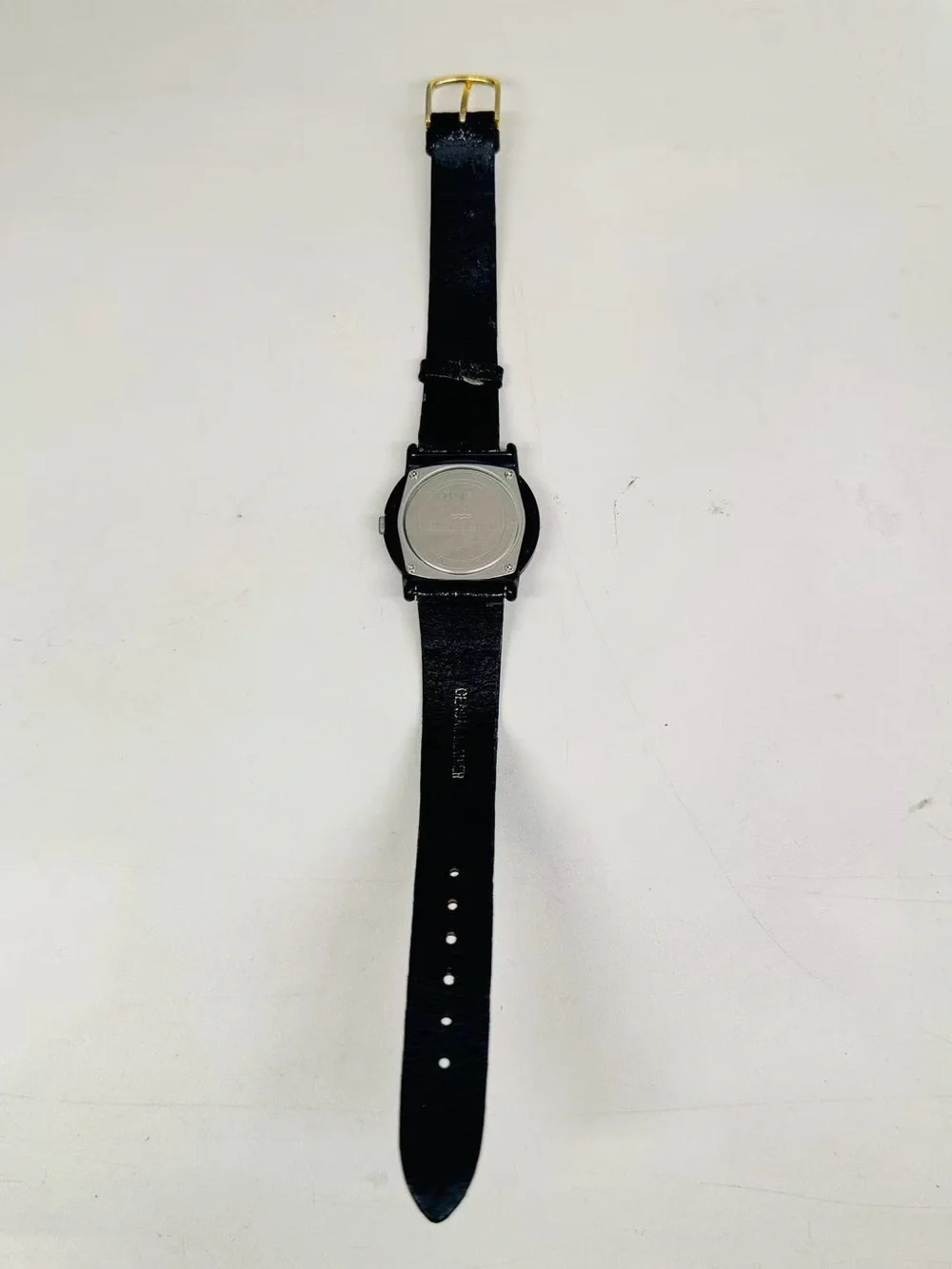 Vintage Timex Quartz Black Case White Dial Men Watch 32mm New Battery Running